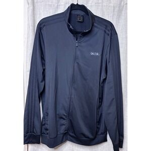 Adidas‎ Mens XL Black Full Zip Track Jacket Tonal 3-Stripe Mock Neck Activewear